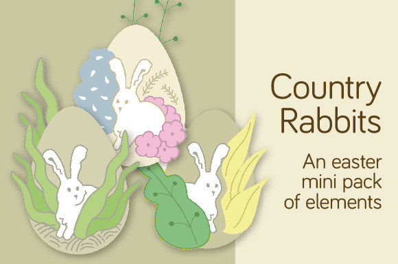 Country Rabbits Graphics and Illustrations for Crafters