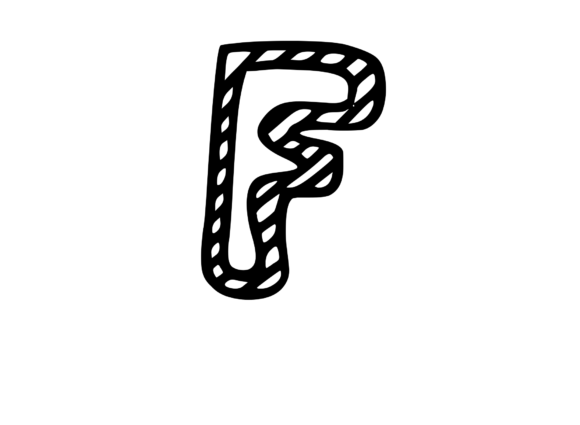 Felt Tip Hand Drawn Stripy Comic Mono F for Graphics and Crafts