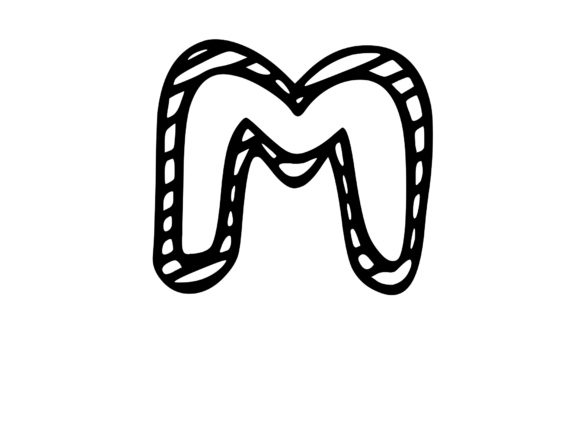 Felt Tip Hand Drawn Stripy Comic Mono M for Graphics and Crafts