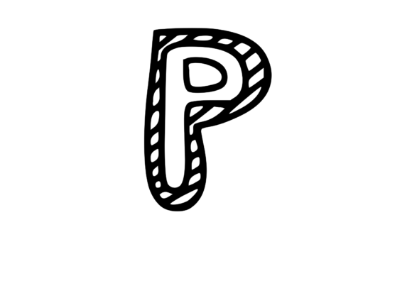 Felt Tip Hand Drawn Stripy Comic Mono P Graphics for Crafts
