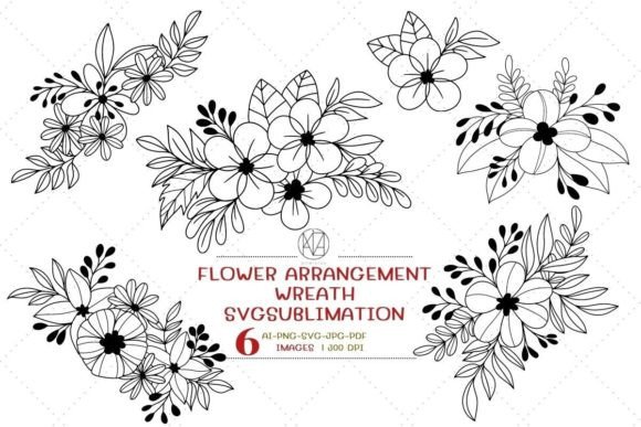 Flower Arrangement Wreath SVG Graphics for Illustrations