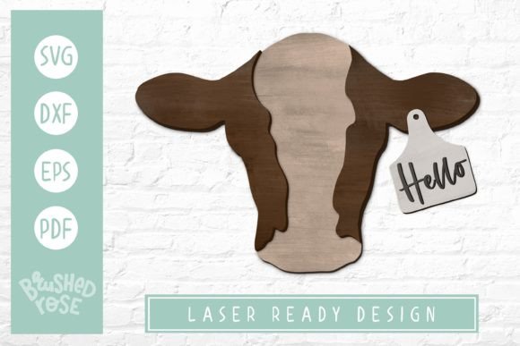 Hello Cow Glowforge Sign Farmhouse Lase Graphics and Illustrations