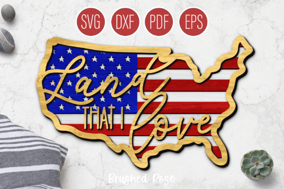Land That I Love USA Sign 4th of July Graphics and Illustrations Review