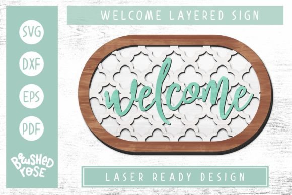 Ornate Layered Welcome Sign Glowforge Graphics & Illustrations